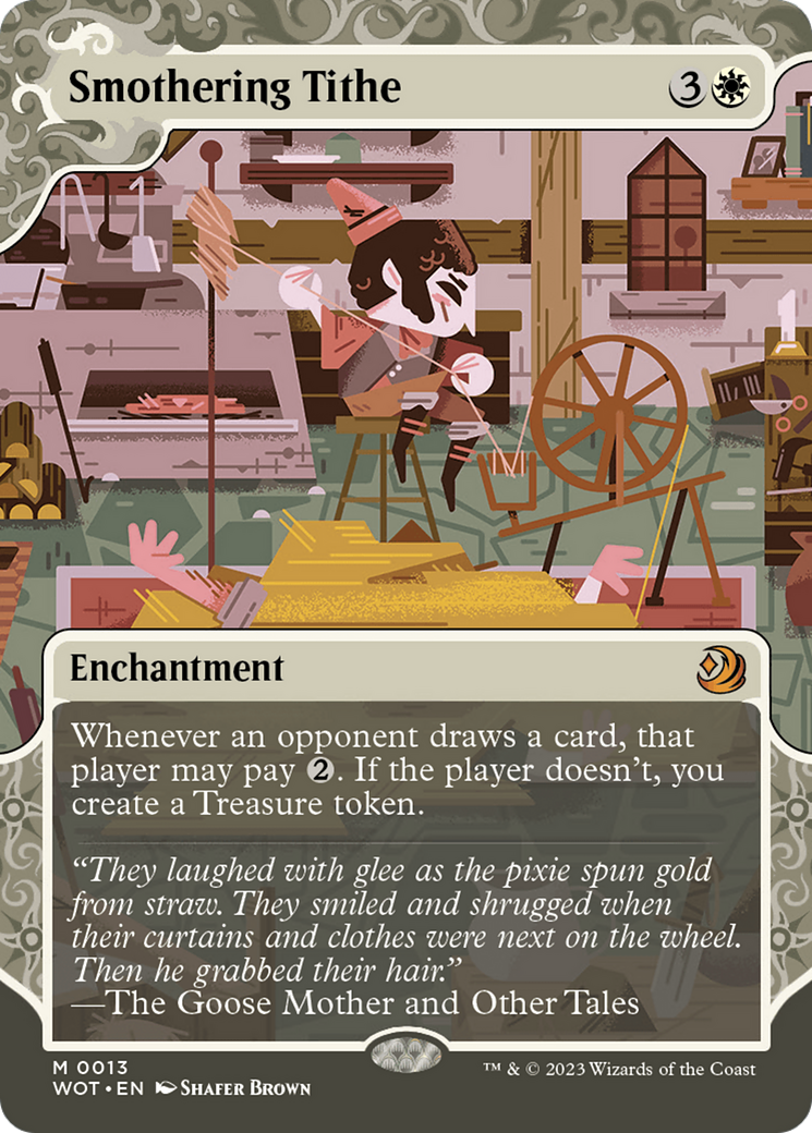 Smothering Tithe (WOT-013) [Wilds of Eldraine: Enchanting Tales] (Showcase) (Borderless) Foil MTG Single Wizards of the Coast