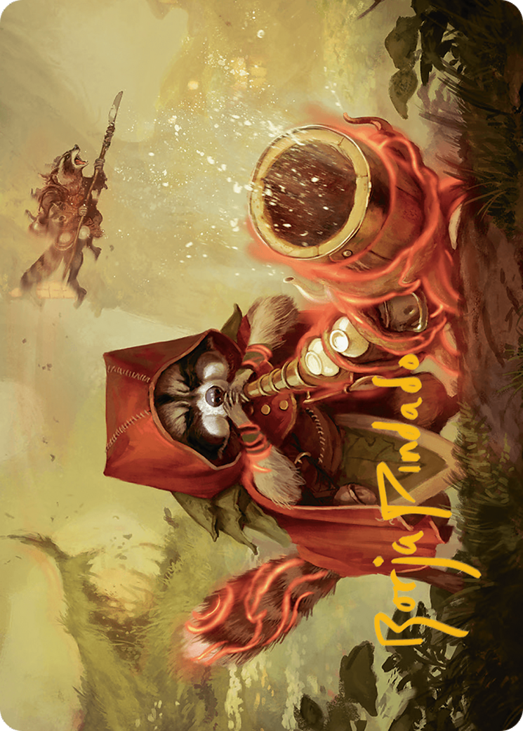 Raccoon Rallier Art Card (Gold-Stamped Signature) [Art Series] Bloomburrow MTG Single Magic: The Gathering