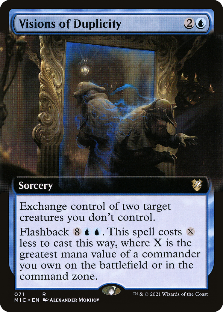 Visions of Duplicity (MIC-071) [Midnight Hunt Commander] (Extended Art) MTG Single Wizards of the Coast