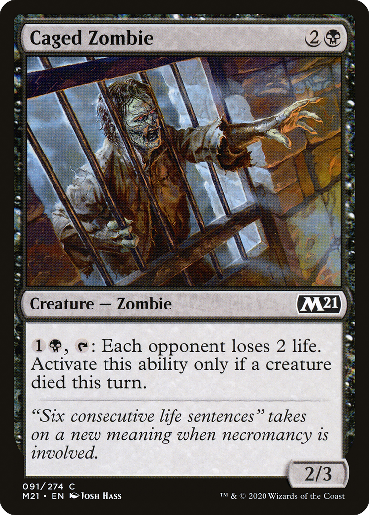 Caged Zombie (M21-091) [Core Set 2021] Foil MTG Single Wizards of the Coast