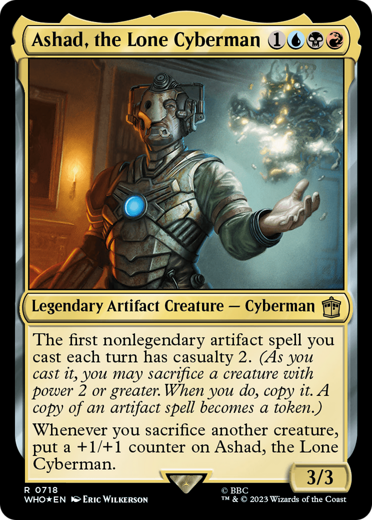 Ashad, the Lone Cyberman (Surge Foil) (WHO-718) [Doctor Who] Foil MTG Single Wizards of the Coast