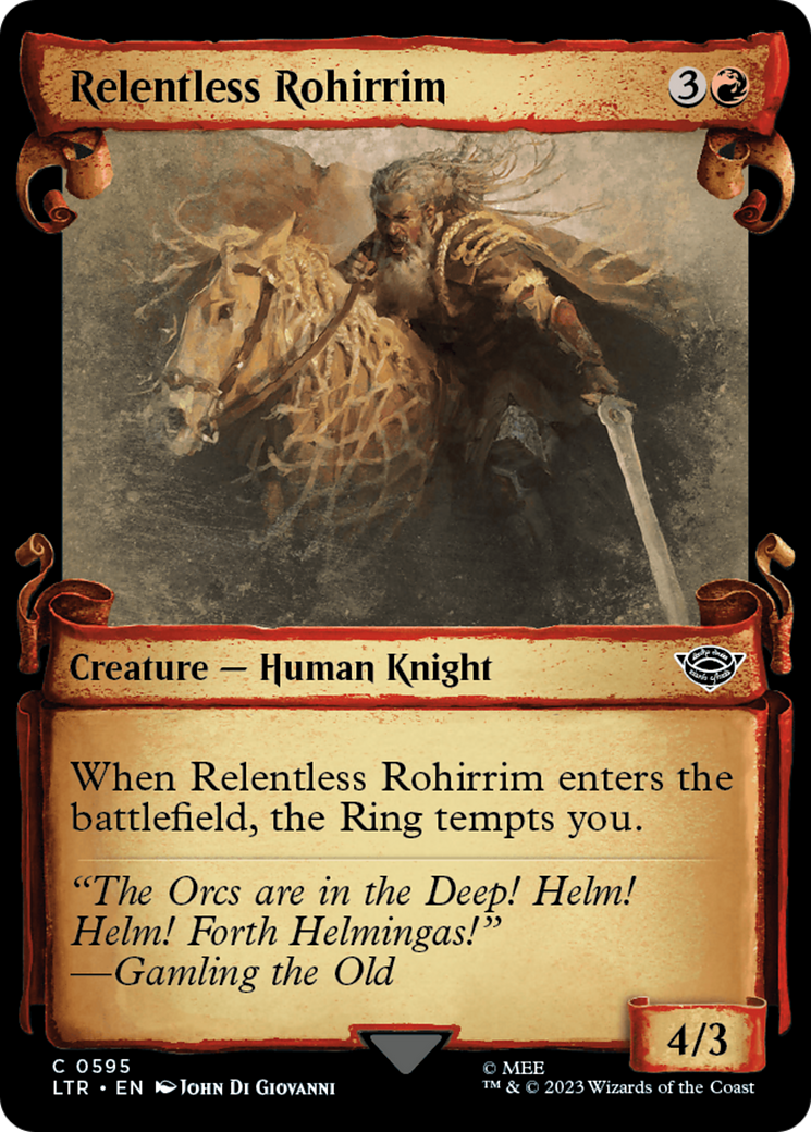 Relentless Rohirrim (Showcase Scrolls) (LTR-595) [The Lord of the Rings: Tales of Middle-earth] (Showcase) MTG Single Wizards of the Coast