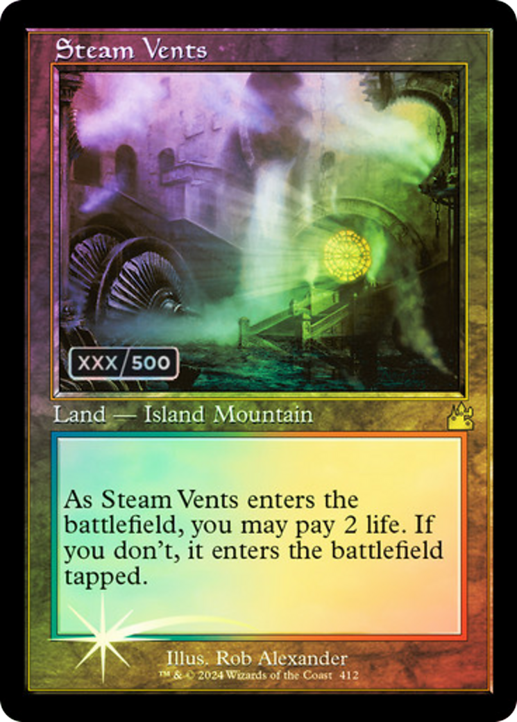 Steam Vents (Serial Numbered) (RVR-412) [Ravnica Remastered] Foil MTG Single Wizards of the Coast