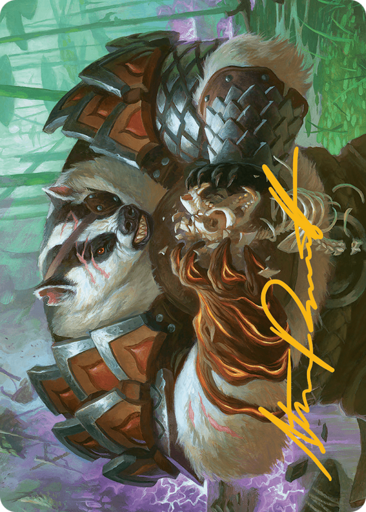 Hugs, Grisly Guardian Art Card (Gold-Stamped Signature) [Art Series] Bloomburrow MTG Single Magic: The Gathering