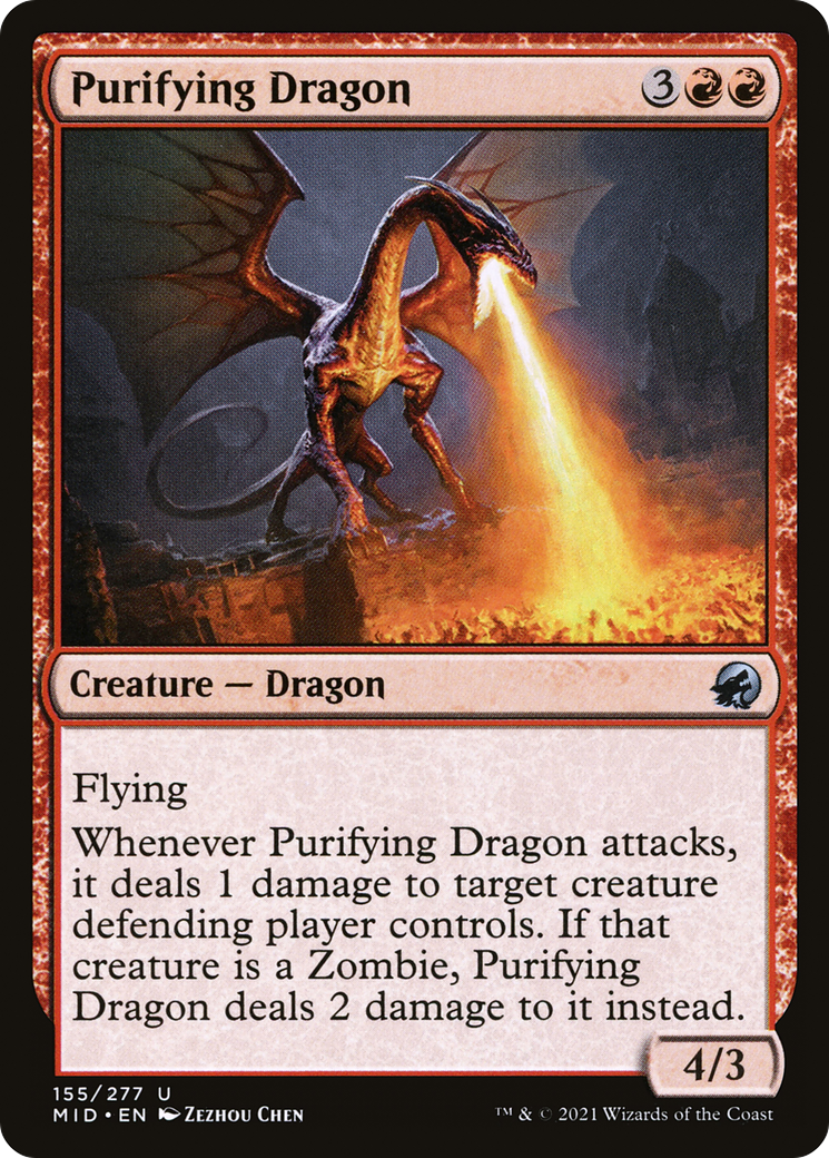 Purifying Dragon (MID-155) [Innistrad: Midnight Hunt] Foil MTG Single Wizards of the Coast