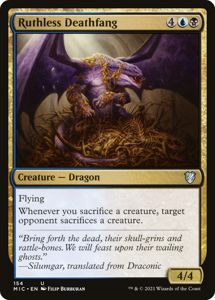 Ruthless Deathfang (MIC-154) [Midnight Hunt Commander] MTG Single Wizards of the Coast