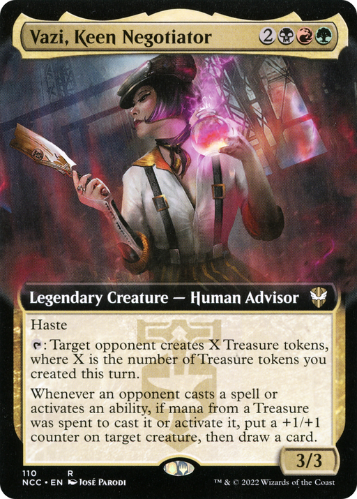 Vazi, Keen Negotiator (NCC-110) [New Capenna Commander] (Extended Art) Foil MTG Single Wizards of the Coast