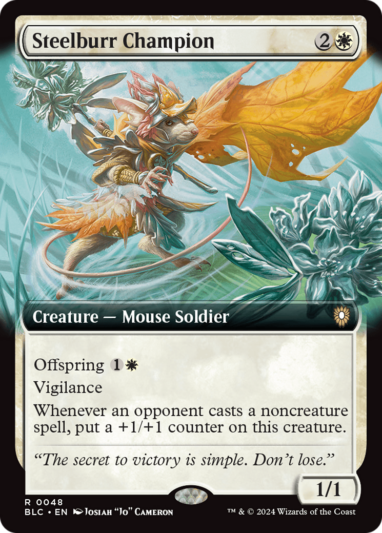 Steelburr Champion (BLC-048) [Bloomburrow Commander] (Extended Art) MTG Single Wizards of the Coast