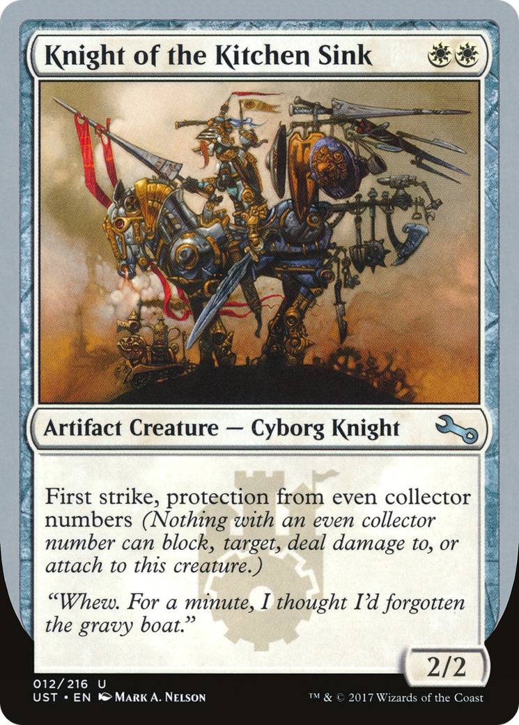 Knight of the Kitchen Sink ("protection from even collector numbers") [Unstable] MTG Single Magic: The Gathering