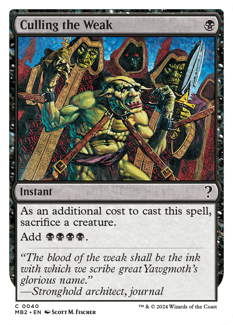 Culling the Weak (White Border) (MB2-040) [Mystery Booster] Mystery Booster 2 MTG Single Wizards of the Coast