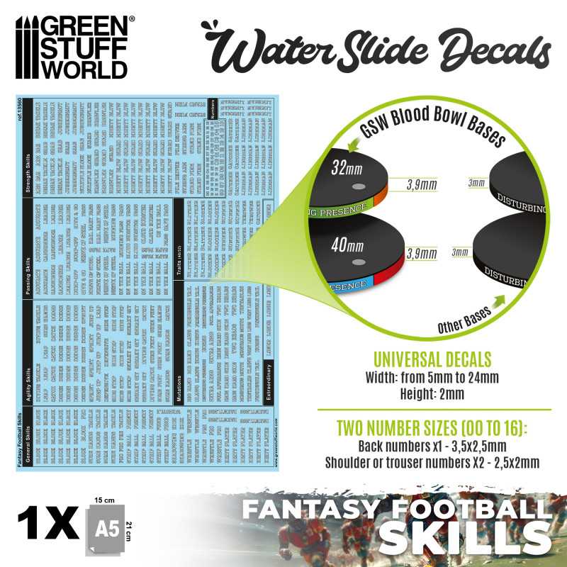Green Stuff World: Fantasy Football Skills Decals Model Tools & Glue Green Stuff World