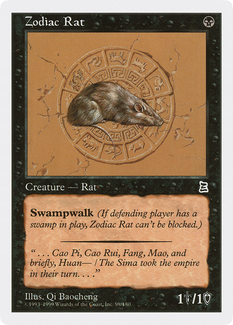 Zodiac Rat (PTK-098) [Oldschool] Portal Three Kingdoms MTG Single Wizards of the Coast