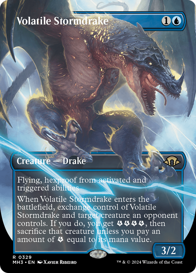 Volatile Stormdrake (MH3-329) [Modern Horizons 3] (Borderless) Foil MTG Single Modern Horizons 3