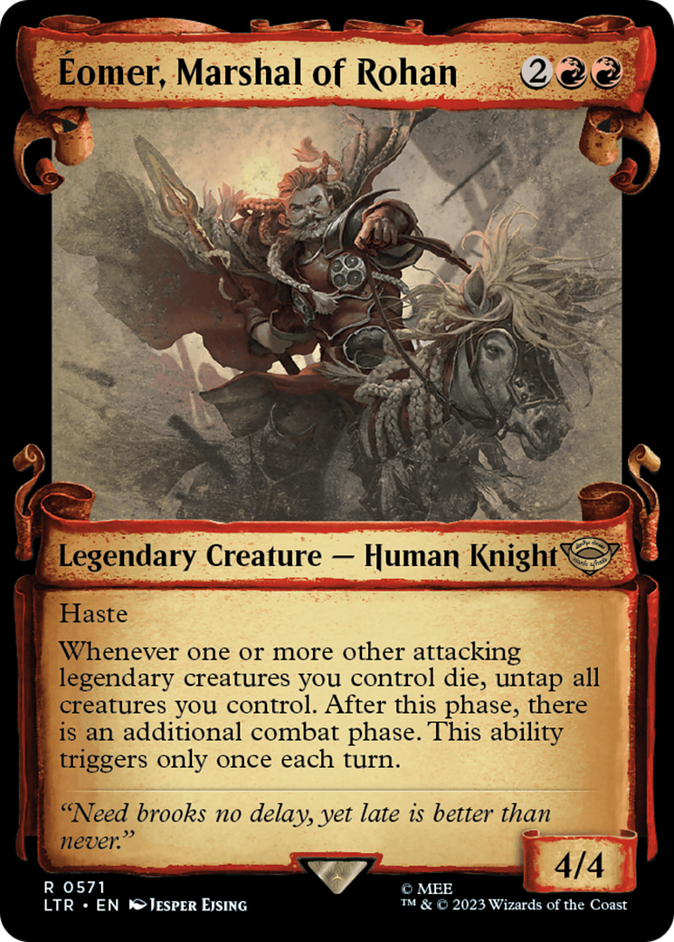 Eomer, Marshal of Rohan (Showcase Scrolls) (LTR-571) [The Lord of the Rings: Tales of Middle-earth] (Showcase) Foil MTG Single Wizards of the Coast