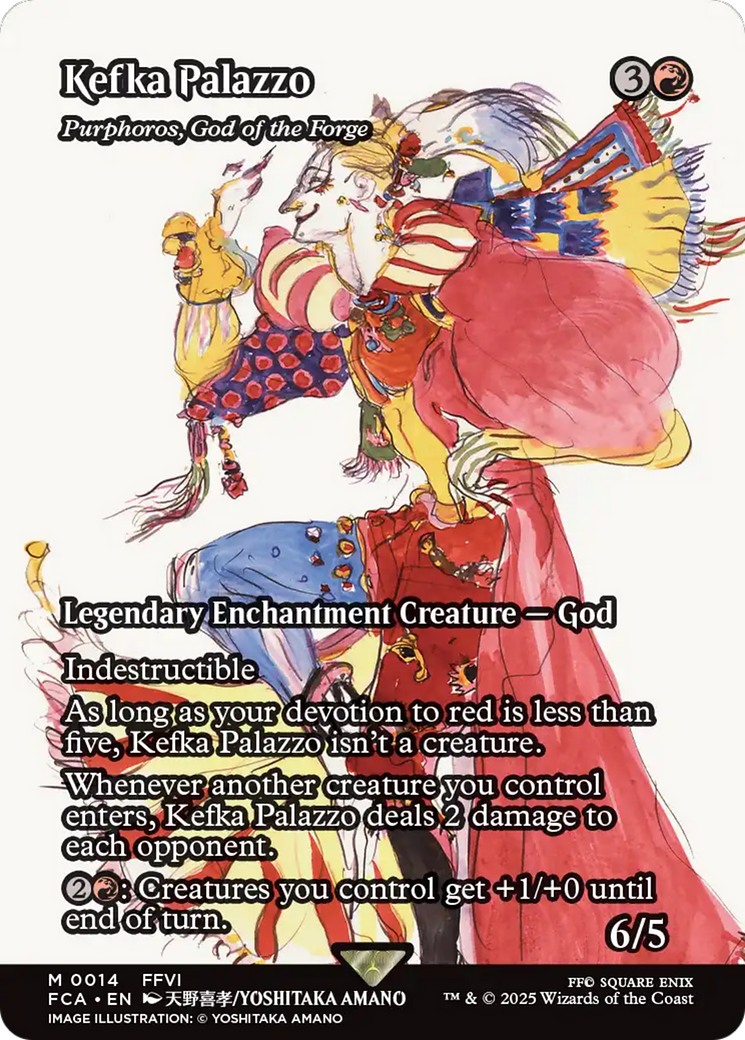 Kefka Palazzo - Purphoros, God of the Forge (Showcase) (FCA-014) [FINAL FANTASY: Through the Ages] / Kefka Palazzo (enchantment) (Borderless) MTG Single Wizards of the Coast