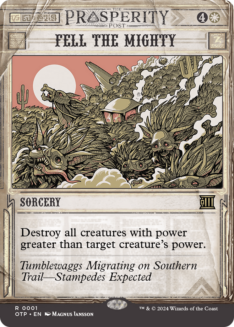 Fell the Mighty (OTP-001) [Breaking News] (Showcase) (Borderless) Foil MTG Single Wizards of the Coast
