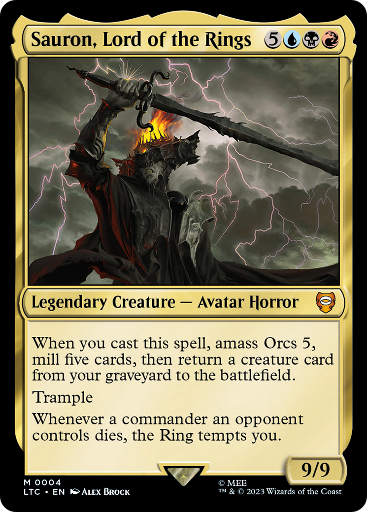 Sauron, Lord of the Rings (LTC-004) [Tales of Middle-earth Commander] Foil MTG Single Wizards of the Coast