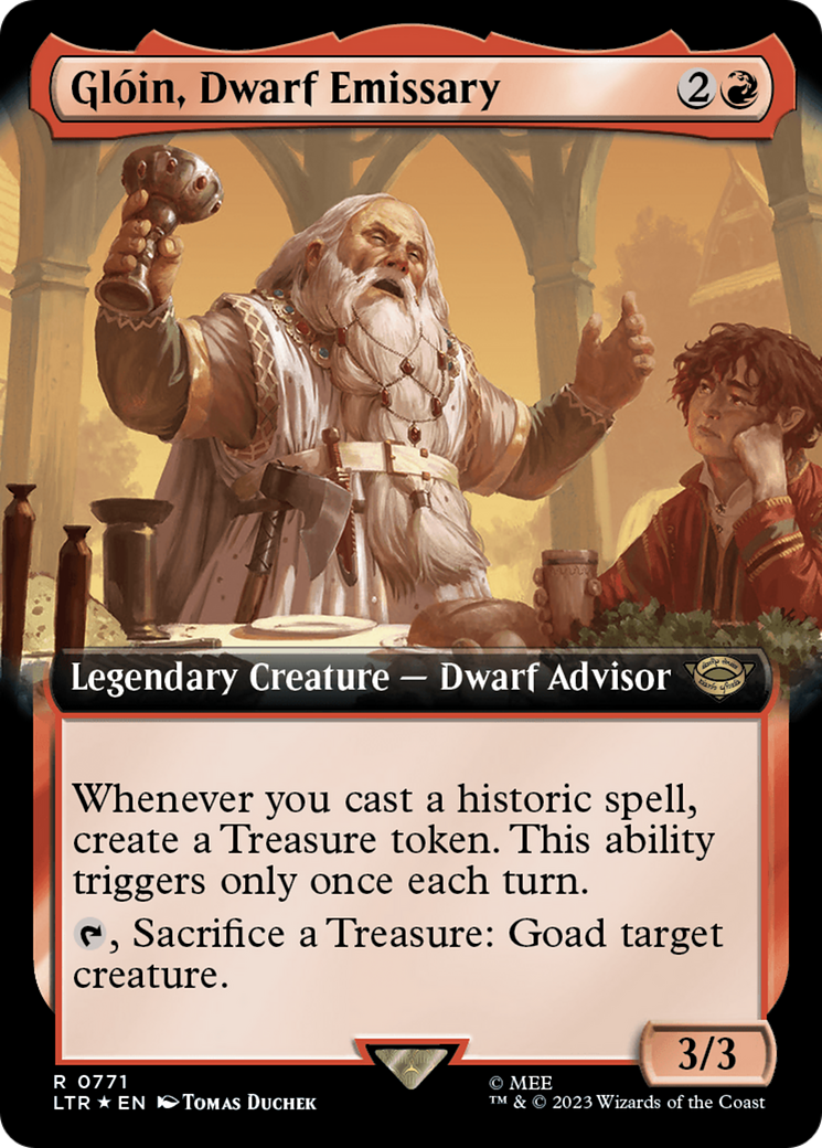 Gloin, Dwarf Emissary (Surge Foil) (LTR-771) [The Lord of the Rings: Tales of Middle-earth] (Extended Art) Foil MTG Single Wizards of the Coast