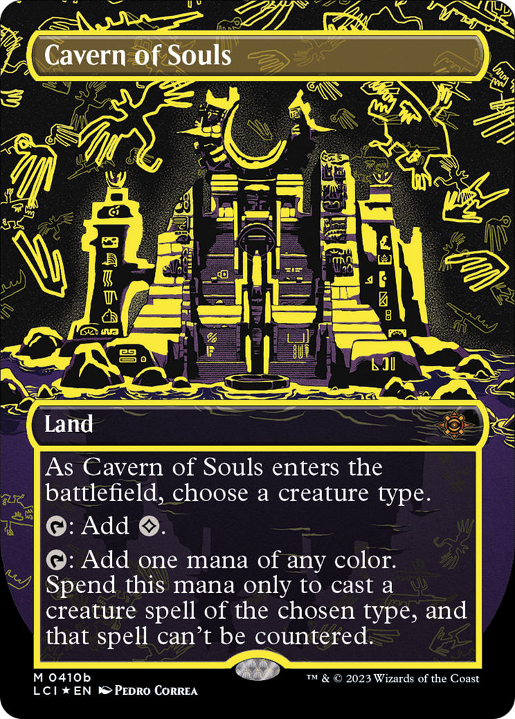 Cavern of Souls (Neon Yellow) (WPN-410B) [The Lost Caverns of Ixalan] (Borderless) Foil MTG Single Wizards of the Coast