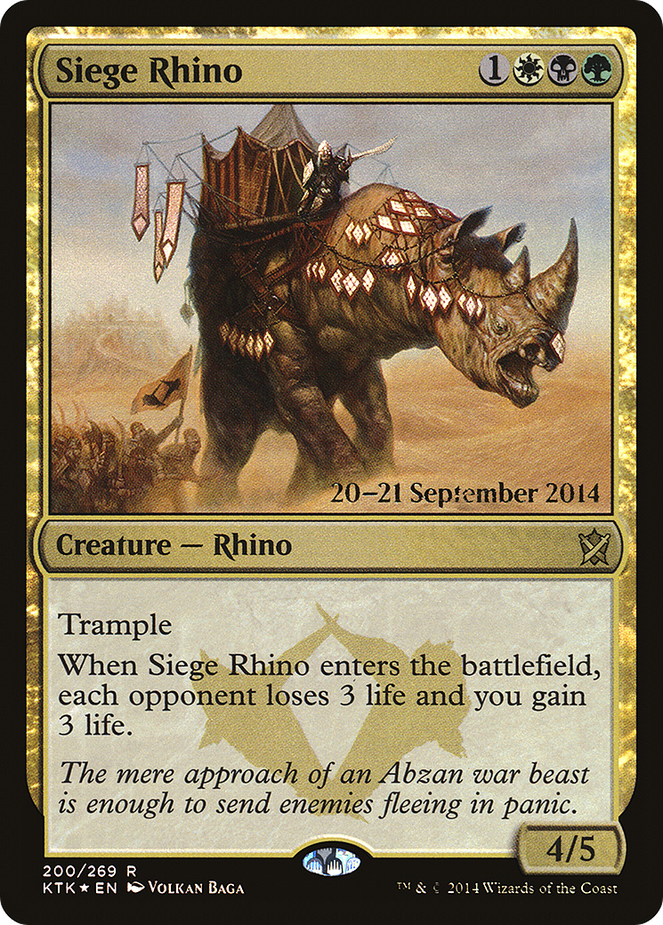 Siege Rhino (PRE-200) [Khans of Tarkir Promos] Foil MTG Single Wizards of the Coast