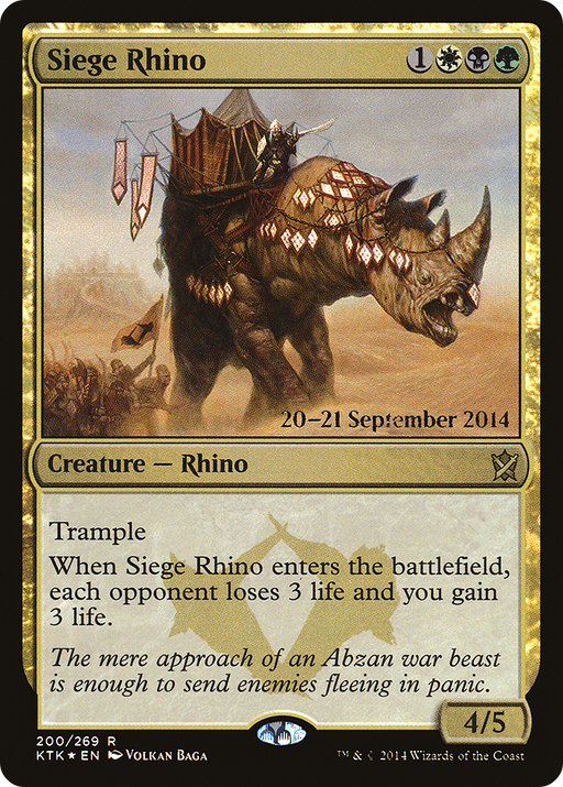 Siege Rhino (PRE-200) [Khans of Tarkir Promos] Foil MTG Single Wizards of the Coast