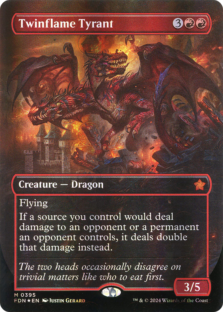 Twinflame Tyrant (Mana Foil) (FDN-395) [Foundations] (Borderless) Foil MTG Single Wizards of the Coast