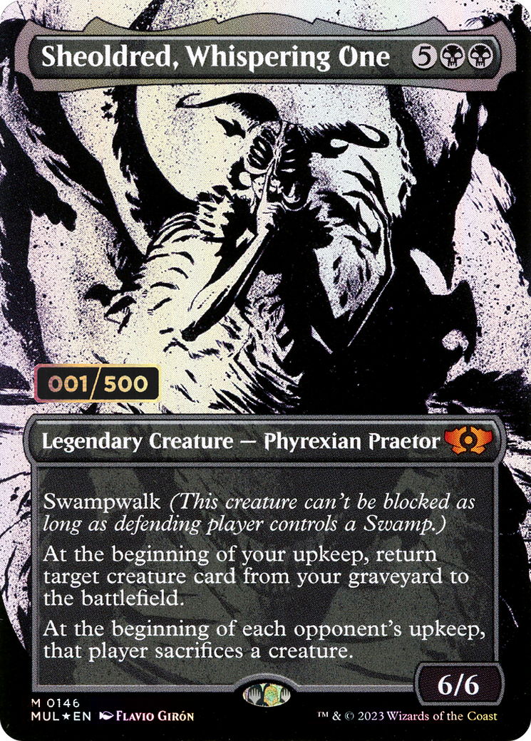 Sheoldred, Whispering One (MUL-146Z) [Multiverse Legends] (Showcase) (Borderless) Foil MTG Single Wizards of the Coast