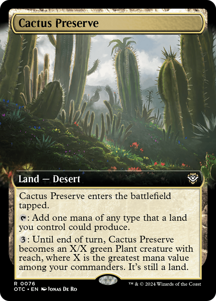 Cactus Preserve (OTC-076) [Outlaws of Thunder Junction Commander] (Extended Art) MTG Single Wizards of the Coast
