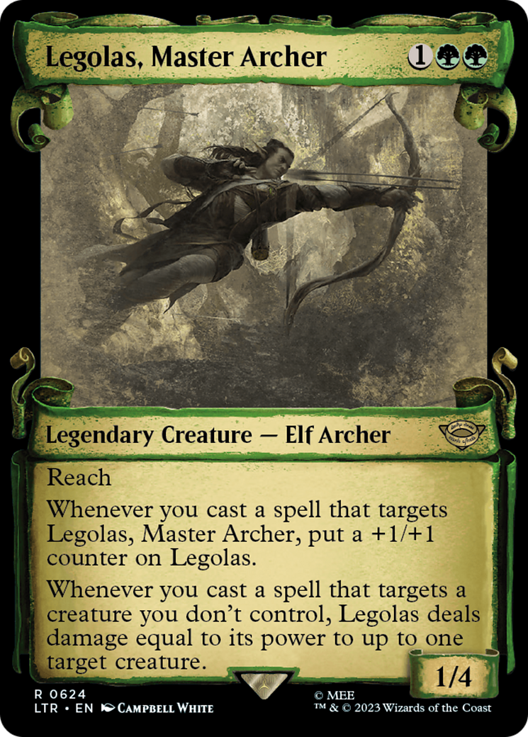 Legolas, Master Archer (Showcase Scrolls) (LTR-624) [The Lord of the Rings: Tales of Middle-earth] (Showcase) Foil MTG Single Wizards of the Coast