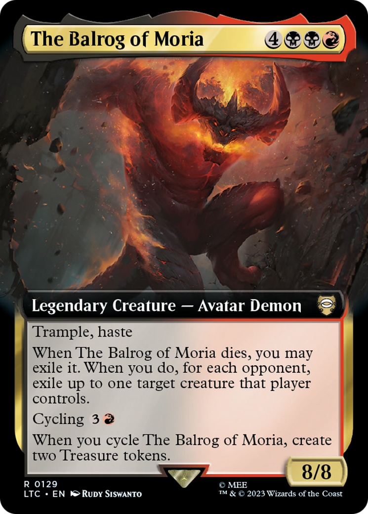 The Balrog of Moria (LTC-129) [Tales of Middle-earth Commander] (Extended Art) MTG Single Wizards of the Coast