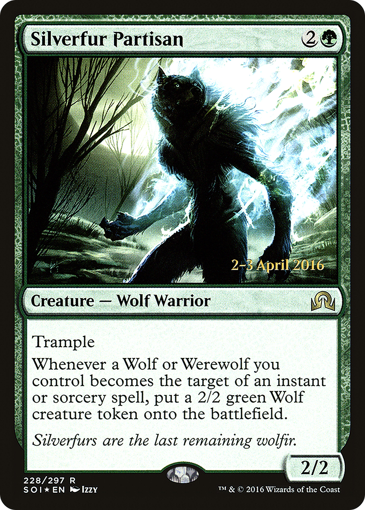 Silverfur Partisan (PRE-228) [Shadows over Innistrad Promos] Foil MTG Single Wizards of the Coast