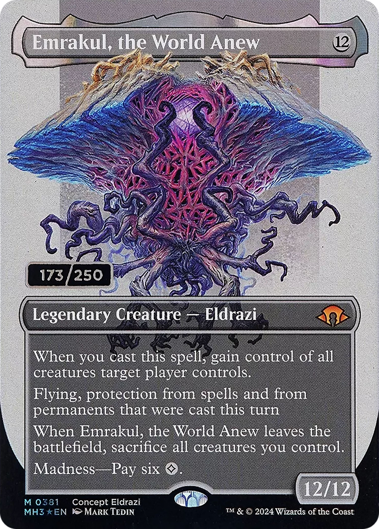 Emrakul, the World Anew (Serial Numbered) (MH3-381) [Modern Horizons 3] (Borderless) Foil MTG Single Wizards of the Coast
