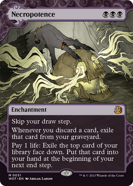 Necropotence (WOT-031) [Wilds of Eldraine: Enchanting Tales] (Showcase) (Borderless) MTG Single Wizards of the Coast
