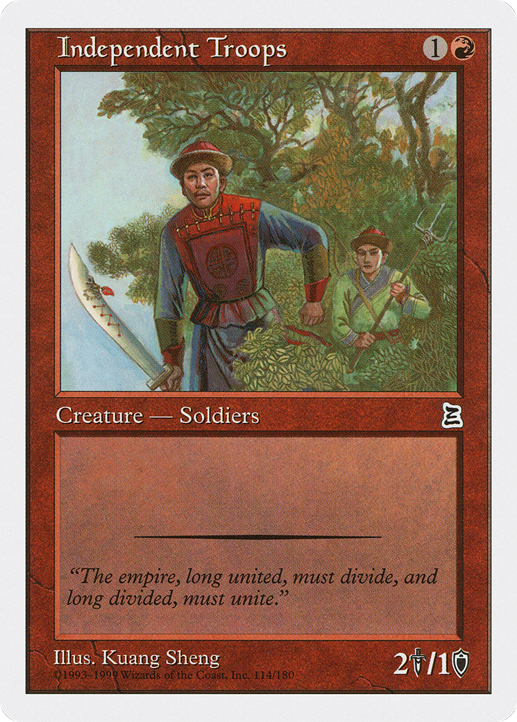 Independent Troops (PTK-114) [Oldschool] Portal Three Kingdoms MTG Single Wizards of the Coast