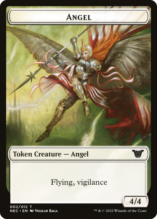 Angel (TNEC-002) [Tokens] Neon Dynasty Commander Tokens Foil MTG Single Wizards of the Coast