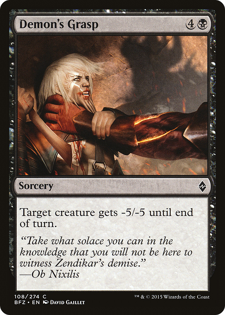 Demon's Grasp (BFZ-108) [Battle for Zendikar] Foil MTG Single Wizards of the Coast