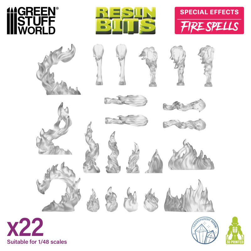 Green Stuff World: 3D printed set - Fire Spells 1:48-1:35 Model Tools & Glue Green Stuff World