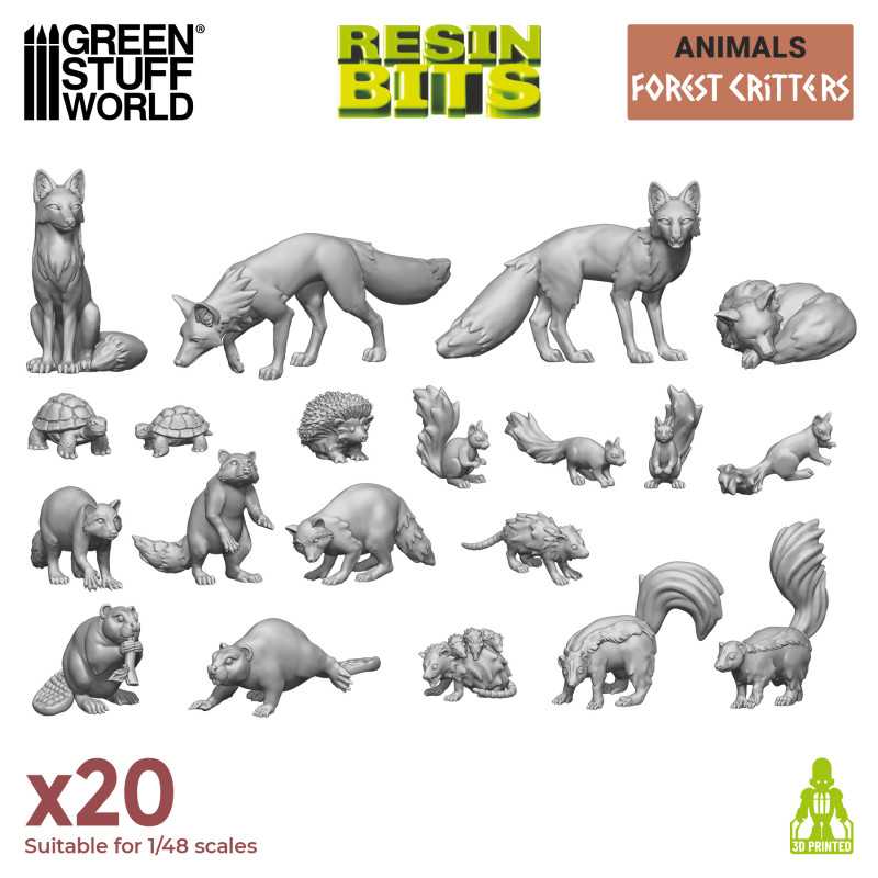 Green Stuff World: 3D printed set - Forest Animals Model Tools & Glue Green Stuff World