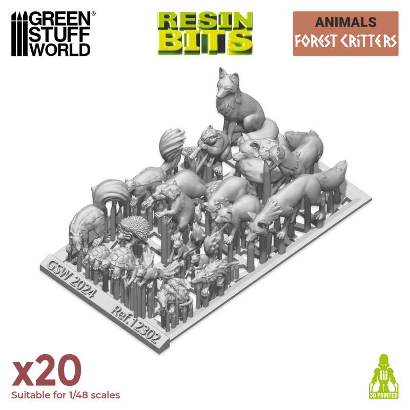 Green Stuff World: 3D printed set - Forest Animals Model Tools & Glue Green Stuff World