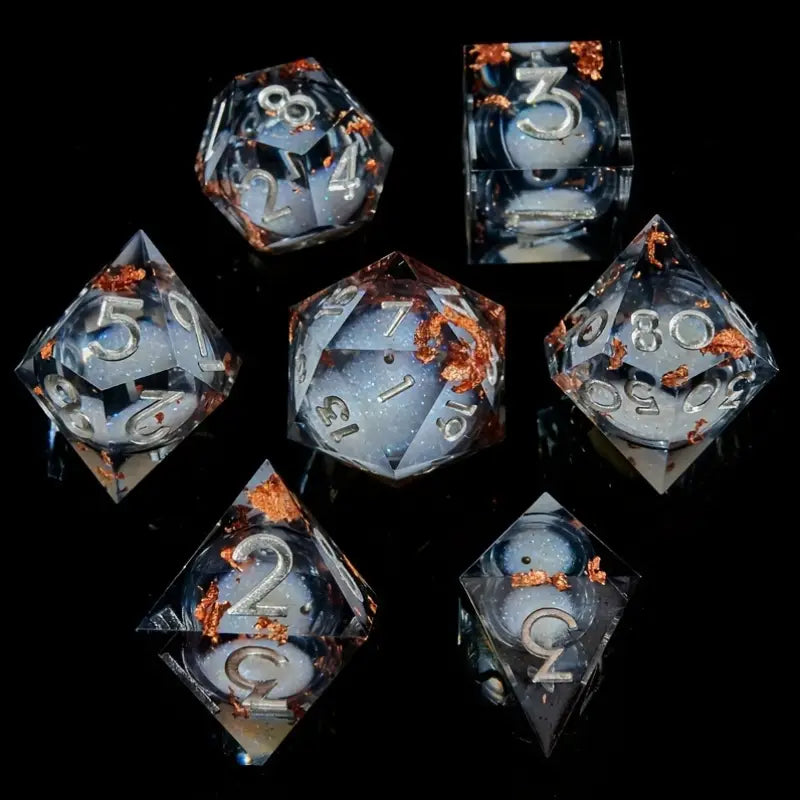 Seriously Good Dice: Sharp-Edged Resin 7 Die Set "Galactic Glitter" Dice & Gaming Accessories Taps Imports