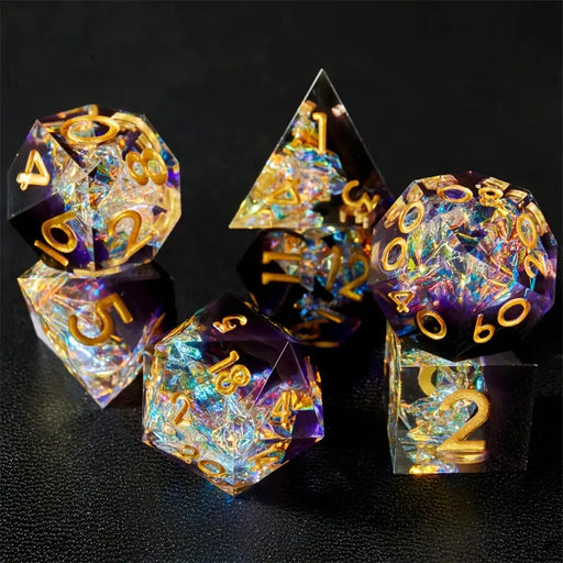 Seriously Good Dice: Sharp-Edged Resin 7 Die Set "Galaxy Glitter" Dice & Gaming Accessories Taps Imports