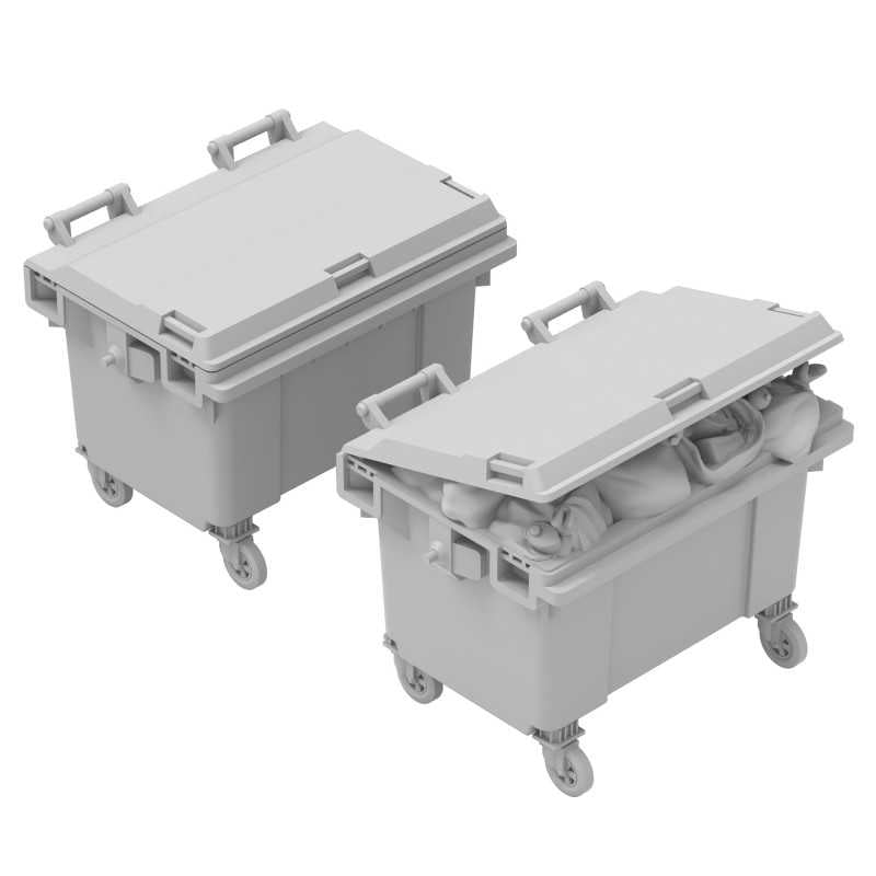 Green Stuff World: 3D printed set - Garbage Containers 1:48 Model Tools & Glue Green Stuff World