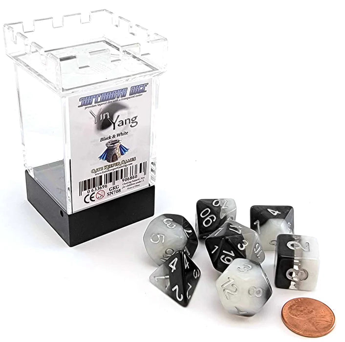 Gate Keeper Games: "Yin Yang” Supernova Dice 7-Die Set Dice & Gaming Accessories Gate Keeper Games