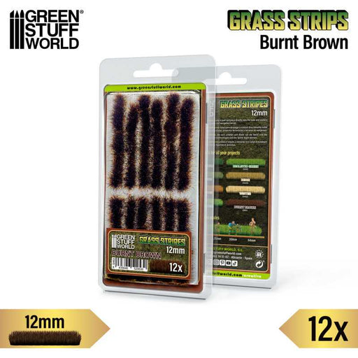 Green Stuff World: Grass Strips - Burnt Brown 12mm Basing Materials Green Stuff World