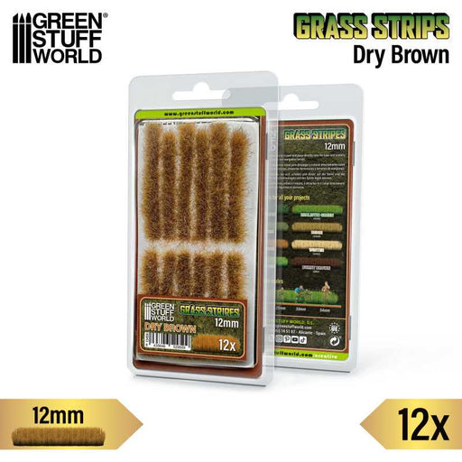 Green Stuff World: Grass Strips - Dry Brown 12mm Basing Materials Green Stuff World