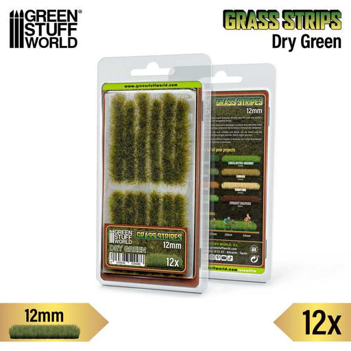 Green Stuff World: Grass Strips - Dry Green 12mm Basing Materials Green Stuff World