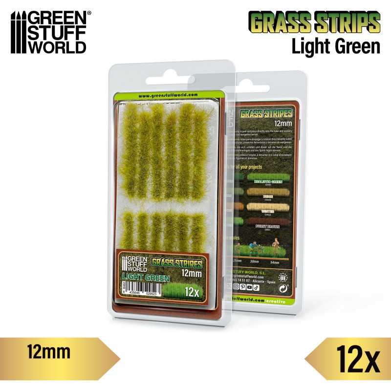 Green Stuff World: Grass Strips - Light Green 12mm Basing Materials Green Stuff World