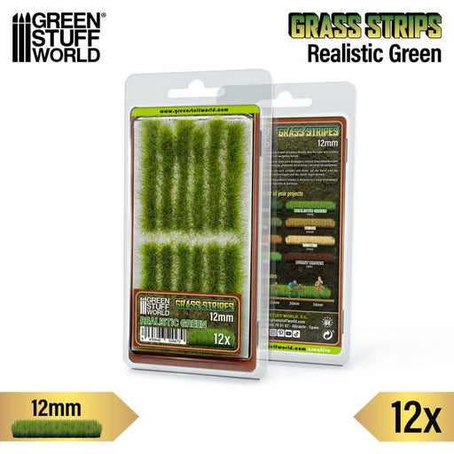 Green Stuff World: Grass Strips - Realistic Green 12mm Basing Materials Green Stuff World
