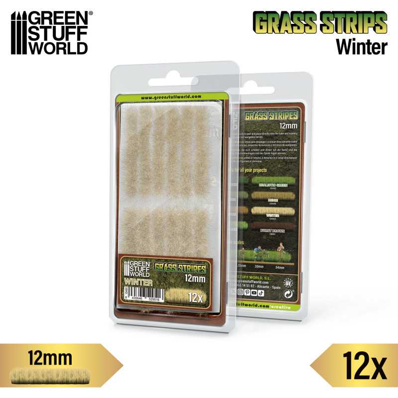 Green Stuff World: Grass Strips - Winter 12mm Basing Materials Green Stuff World