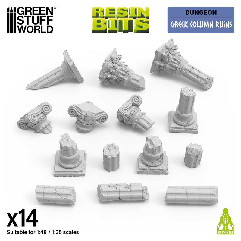 Green Stuff World: 3D Printed Set - Greek Column Ruins 1:48-1:35 Model Tools & Glue Green Stuff World